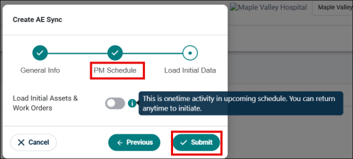 PM Schedule tab, load initial data off